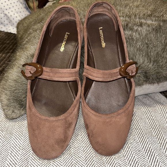 Larroude Chocolate Brown Suede Flats - Picture 3 of 7